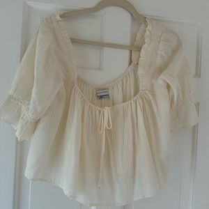Urban Outfitters Ivory Peasant Blouse